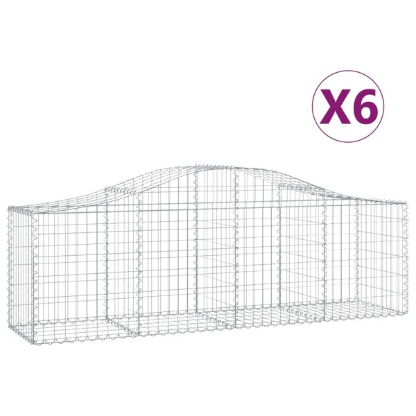 vidaXL Paniers à gabions arqués 6 Pièces 200x50x60/80 cm Fer galvanisé