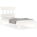 vidaXL Cadre de lit avec tête de lit blanc simple bois massif