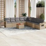 vidaXL Salon de jardin avec coussins 10 Pièces beige résine tressée
