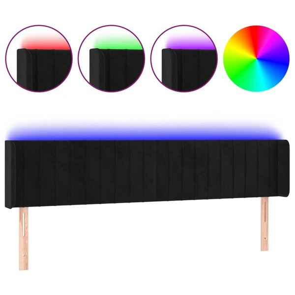 vidaXL Tête de lit à LED Noir 183x16x78/88 cm Velours