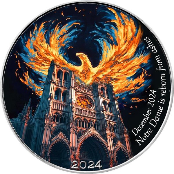 Pièce de monnaie en Argent 1 Dollar g 31.1 (1 oz) Millésime 2024 NOTRE DAME REBIRTH