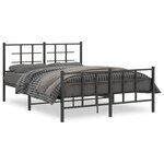 vidaXL Cadre de lit métal sans matelas avec pied de lit noir 135x190cm