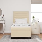 vidaXL Lit à ressorts avec matelas et lumière LED crème 100x200 cm tissu