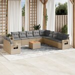 vidaXL Salon de jardin avec coussins 12 Pièces beige résine tressée