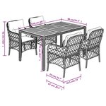 vidaXL Ensemble à manger de jardin coussins 5Pièces Noir Résine tressée