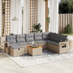 vidaXL Salon de jardin avec coussins 9Pièces mélange beige résine tressée