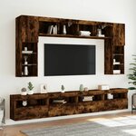 vidaXL Meuble TV mural avec lumières LED chêne fumé 60x30x40 cm