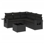 vidaXL Salon de jardin 6 Pièces avec coussins noir résine tressée