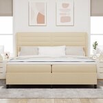 Lit à ressort avec matelas et LED crème 200x200 cm en tissu