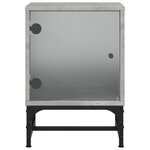 vidaXL Table de chevet avec porte en verre gris béton 35x37x50 cm