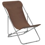 vidaXL Chaises de plage pliables lot de 2 Acier et tissu oxford Marron