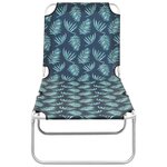 vidaXL Chaise longue pliable acier et tissu motif de feuilles