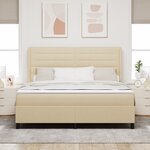 Lit avec sommier à ressorts et matelas vidaXL avec éclairage LED Crème 180x200 cm Tissu
