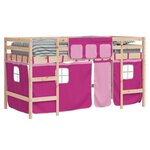 vidaXL Lit mezzanine enfants avec rideaux sans matelas rose 90x190 cm