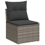 vidaXL Salon de jardin avec coussins 14 Pièces gris résine tressée