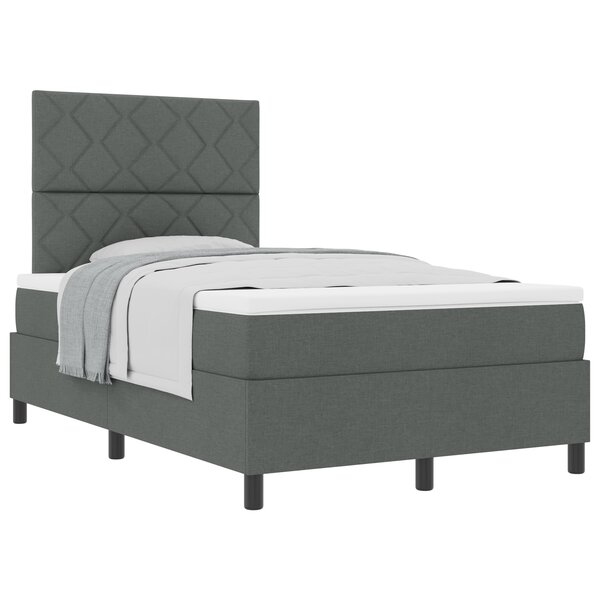 vidaXL Lit à ressorts avec matelas gris foncé 120x200 cm en tissu