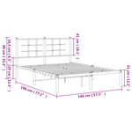 vidaXL Cadre de lit métal sans matelas et tête de lit blanc 140x190 cm