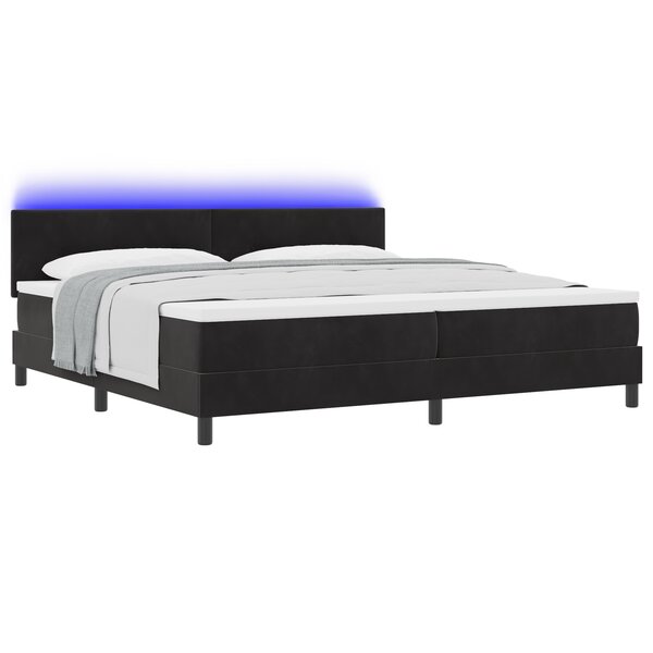 vidaXL Lit avec sommier et matelas & LED noir 200x200 cm velours