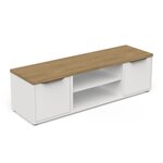 Banc TV ACCESS - 2 Portes + 1 Niche - chêne Hamilton et blanc - 134 8 x 39 6 x 39 1 cm