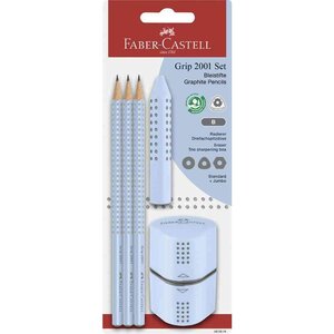 Kit crayons GRIP 2001  bleu ciel  blister FABER-CASTELL