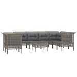 Salon de jardin meuble d'extérieur ensemble de mobilier 9 pièces avec coussins gris résine tressée 02_0018035
