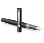 PARKER VECTOR XL Stylo plume  laque noire métallisée sur laiton  plume moyenne  encre bleue  Coffret cadeau