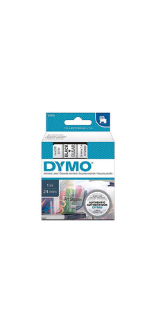 DYMO LabelManager cassette ruban D1 24mm x 7m Noir/Transparent (compatible avec les LabelManager et les LabelWriter Duo)