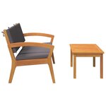 Ensemble Bistro 2 Pièces avec Coussins en Bois Massif d'Acacia