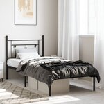 vidaXL Cadre de lit métal avec tête de lit noir 100x190 cm