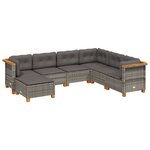 vidaXL Salon de jardin avec coussins 7 Pièces gris résine tressée