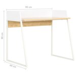 vidaXL Bureau Blanc et chêne 90x60x88 cm