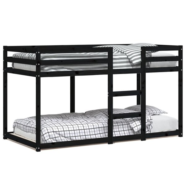 vidaXL Lit superposé Noir 90x190 cm Bois de pin massif