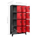 vidaXL Armoire à casiers Anthracite et rouge 90x45x180 cm Acier