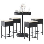 vidaXL Ensemble de bar de jardin 5 Pièces avec coussins noir poly rotin