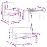 Ensemble de canapé de jardin 5 pièces vidaXL avec coussins en bois d'acacia massif