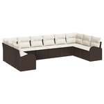 vidaXL Ensemble de canapé de jardin de 10 pièces avec coussins marron en poly rattan