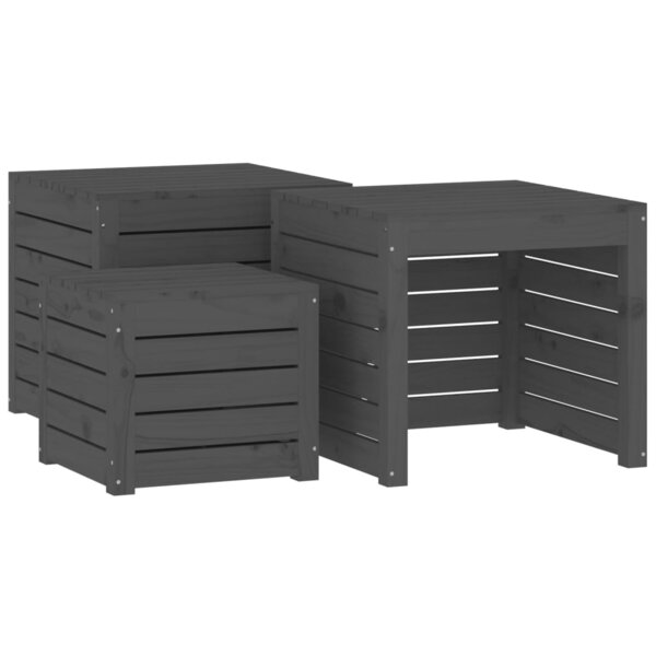 vidaXL Ensemble de boîtes de jardin 3 Pièces gris bois de pin massif