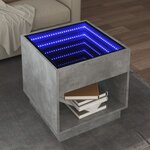 vidaXL Table basse avec LED infini gris béton 50x50x50 cm