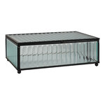 Boîte noire rectangulaire avec couvercle en verre et métal 20 x 13 x 7 cm