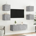 vidaXL Meubles TV muraux et lumières LED 2Pièces gris béton 30 5x35x30 cm