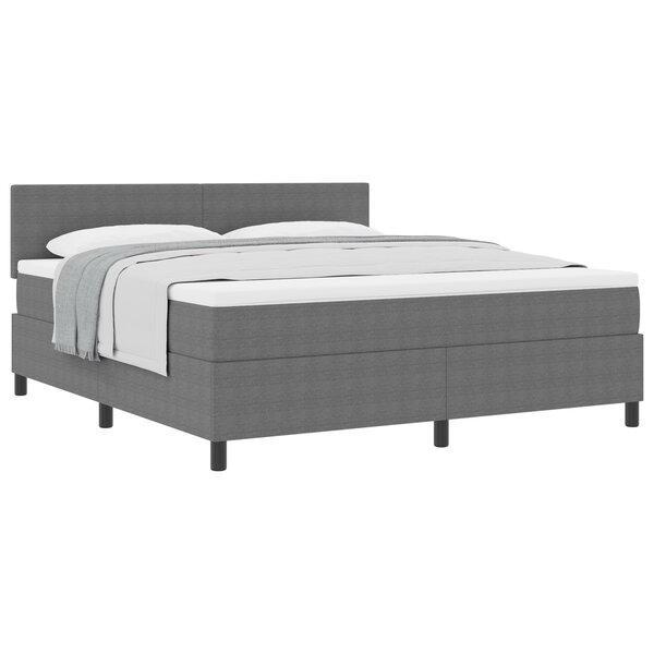 vidaXL Lit à ressorts avec matelas gris Super King Tissu côtelé