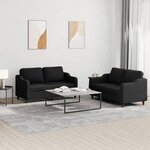vidaXL Ensemble de canapés 2 Pièces avec coussins Noir Tissu
