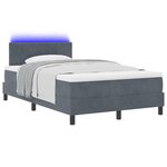 Lit à ressorts vidaXL avec matelas et LED Gris foncé 120x200 cm Velours