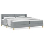 Lit Box Spring vidaXL avec Matelas - Gris clair - 200x200 cm - Tissu