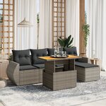 vidaXL Salon de jardin 6 Pièces avec coussins gris résine tressée