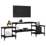 vidaXL Meuble TV noir 157x35x52 cm bois d'ingénierie