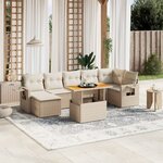 vidaXL Salon de jardin avec coussins 8 Pièces beige résine tressée