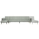 vidaXL Canapé-lit en forme de L gris clair 275x140x70 cm velours