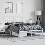 vidaXL Cadre de lit métal sans matelas et tête de lit blanc 140x200 cm