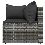 vidaXL Salon de jardin 4 Pièces avec coussins Gris Résine tressée
